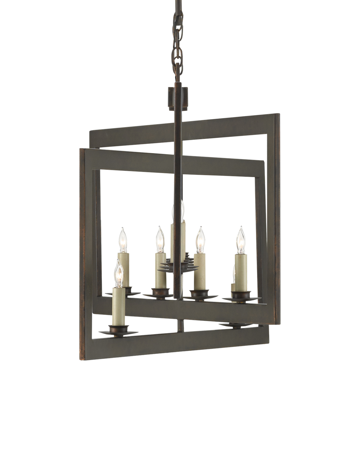 Middleton Rectangular Bronze Chandelier.