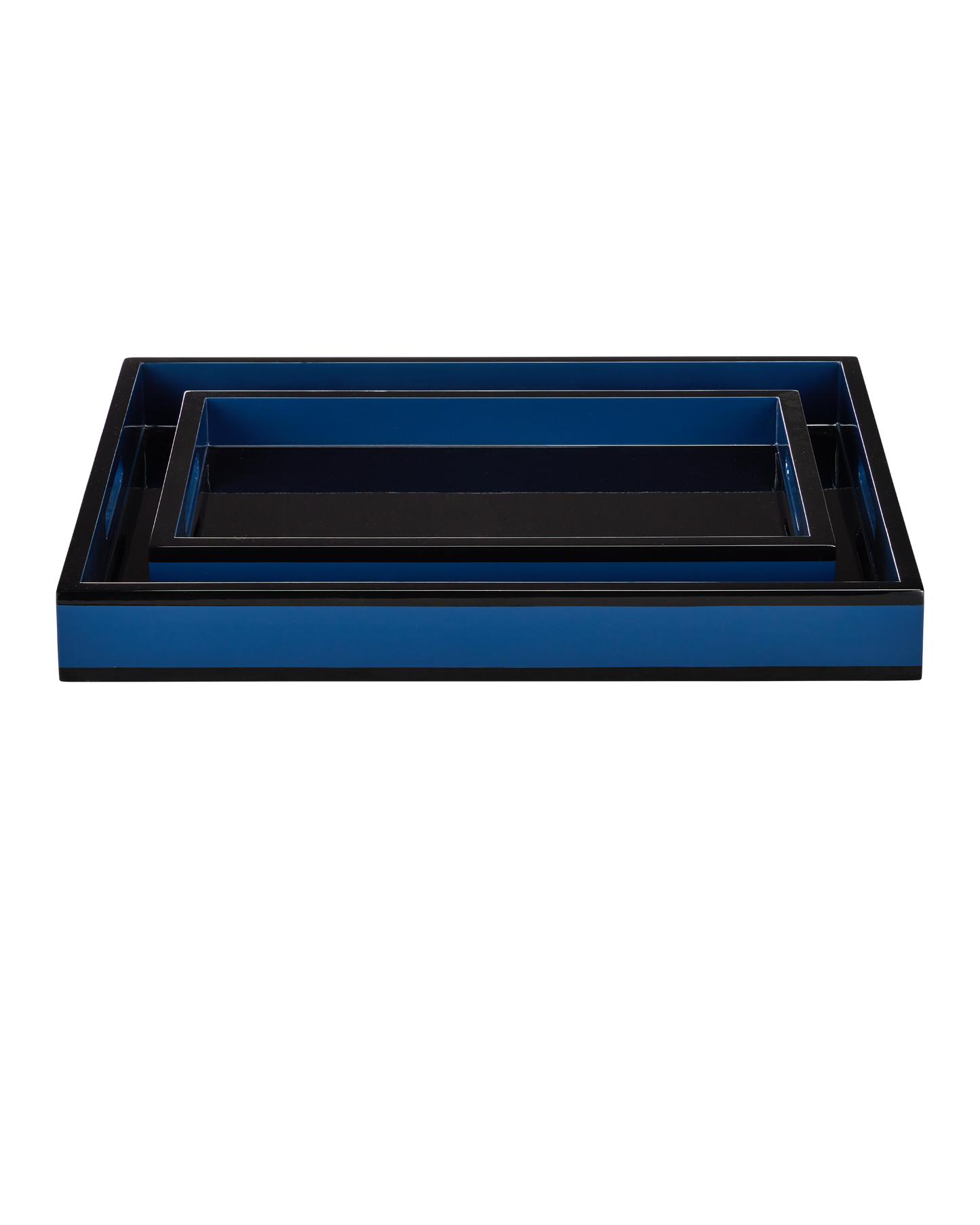 Navy Lacquer Tray Set of 2.