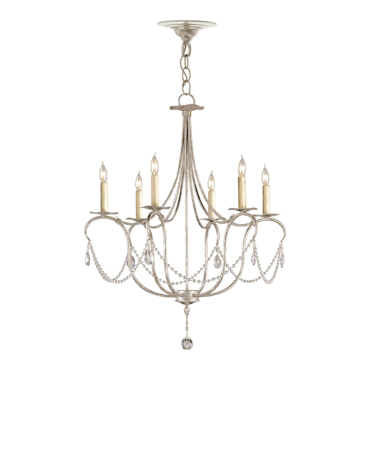 Crystal Lights Small Silver Chandelier.