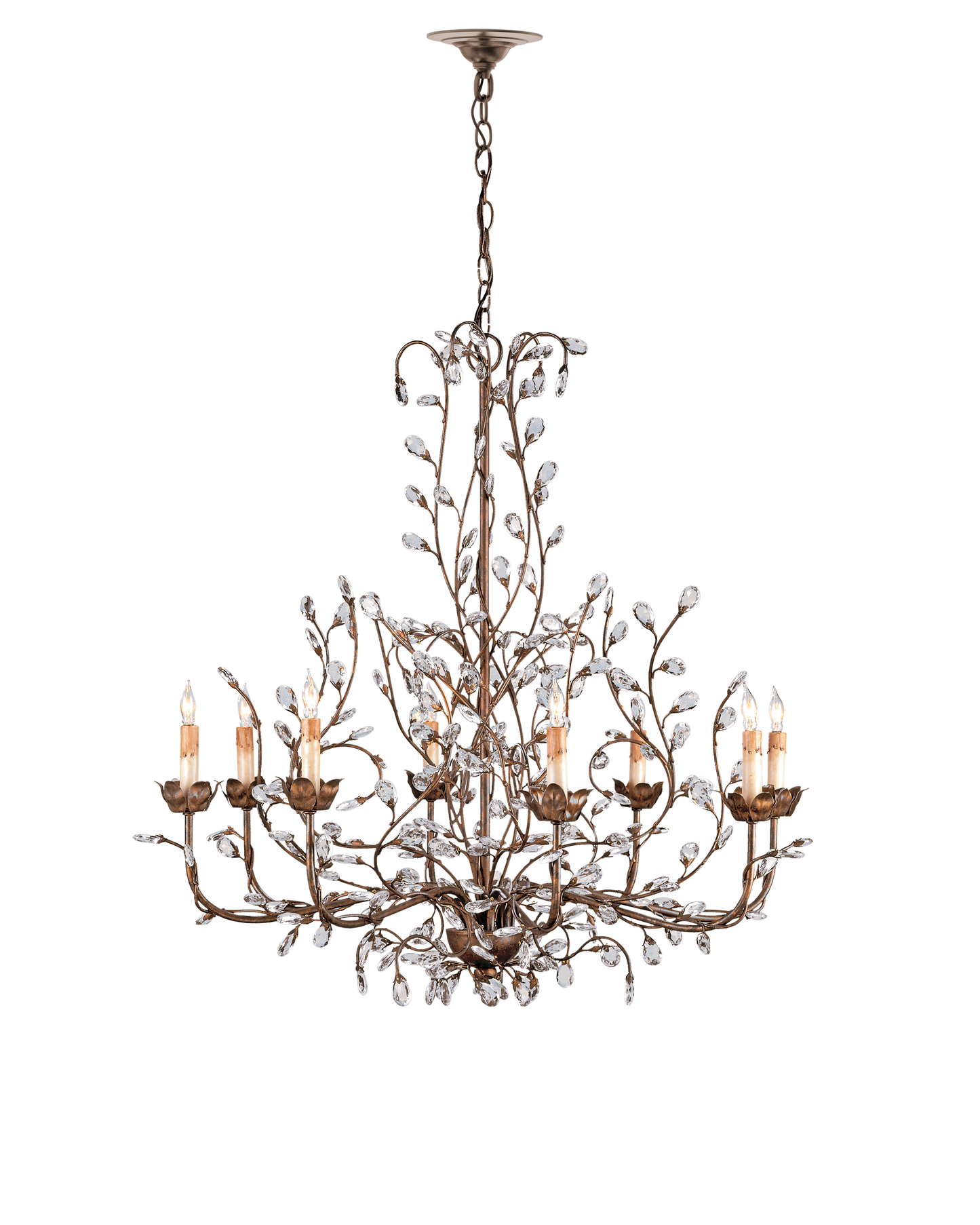 Crystal Bud Large Gold Chandelier.