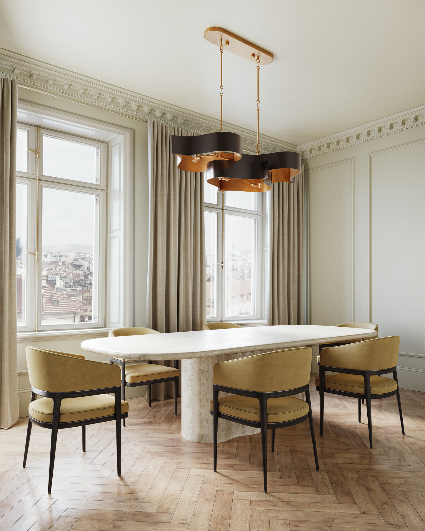 Grand Lotus Oval Black Chandelier.