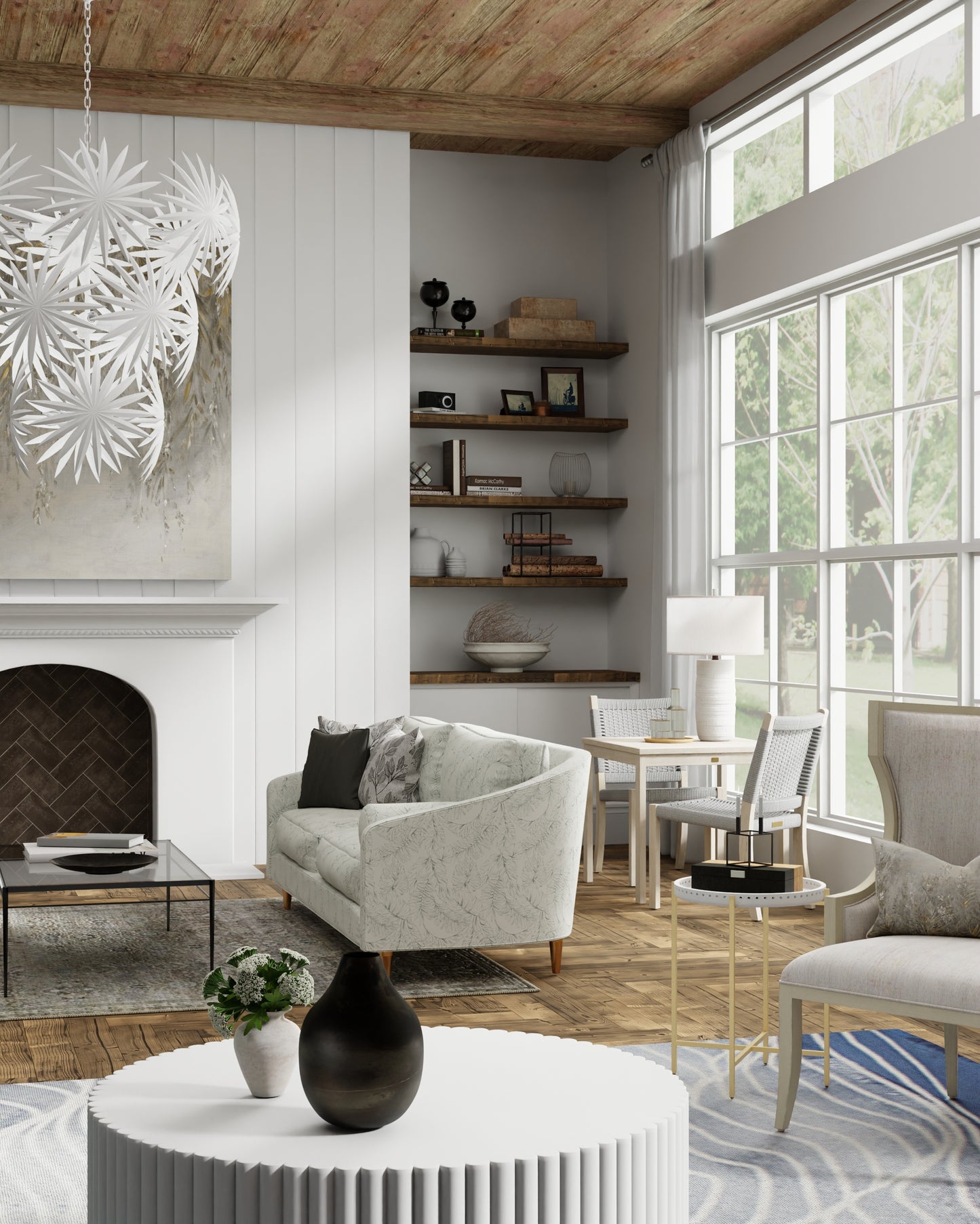 Bismarkia Large White Chandelier.