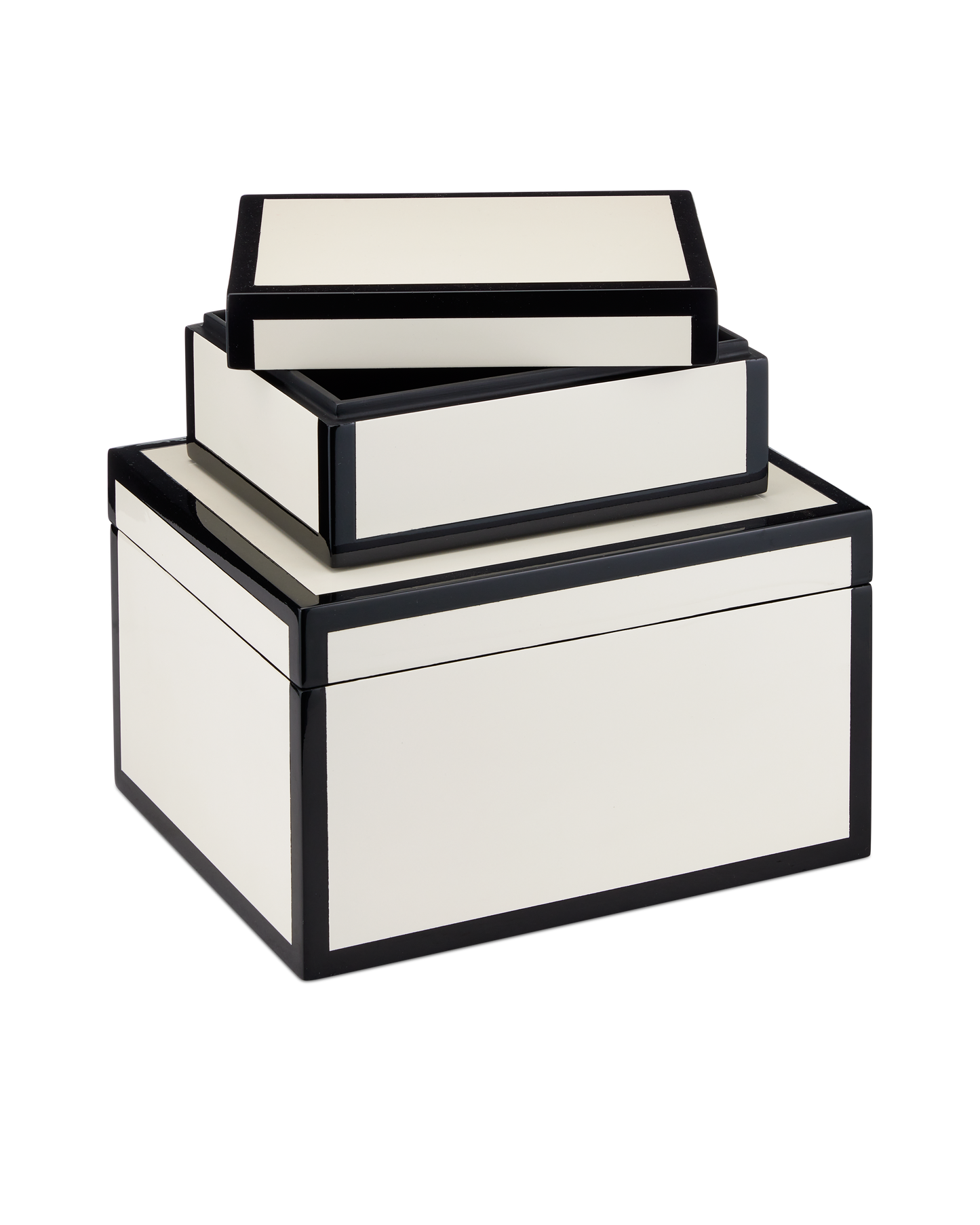 Ivory Lacquer Box Set of 2.