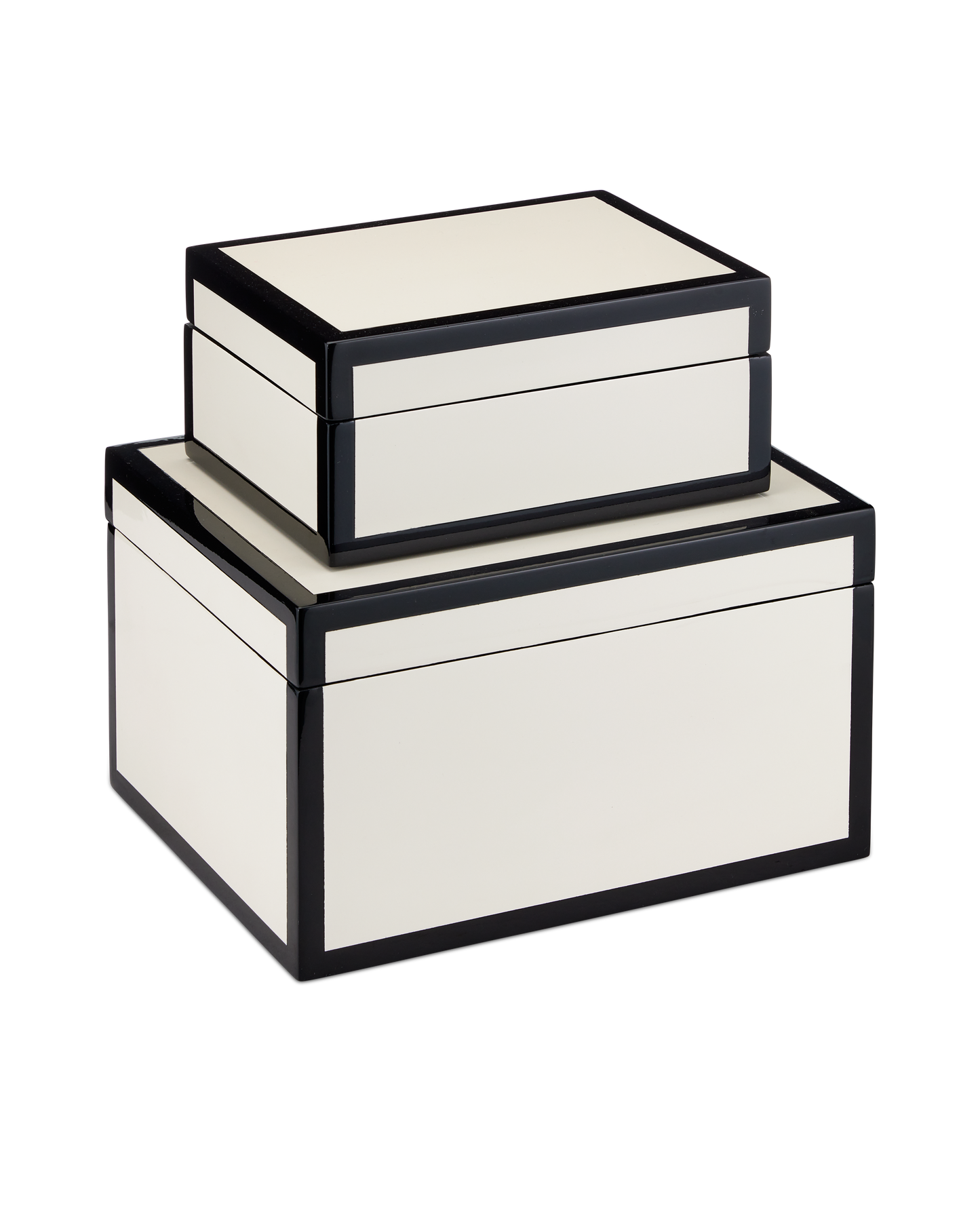 Ivory Lacquer Box Set of 2.