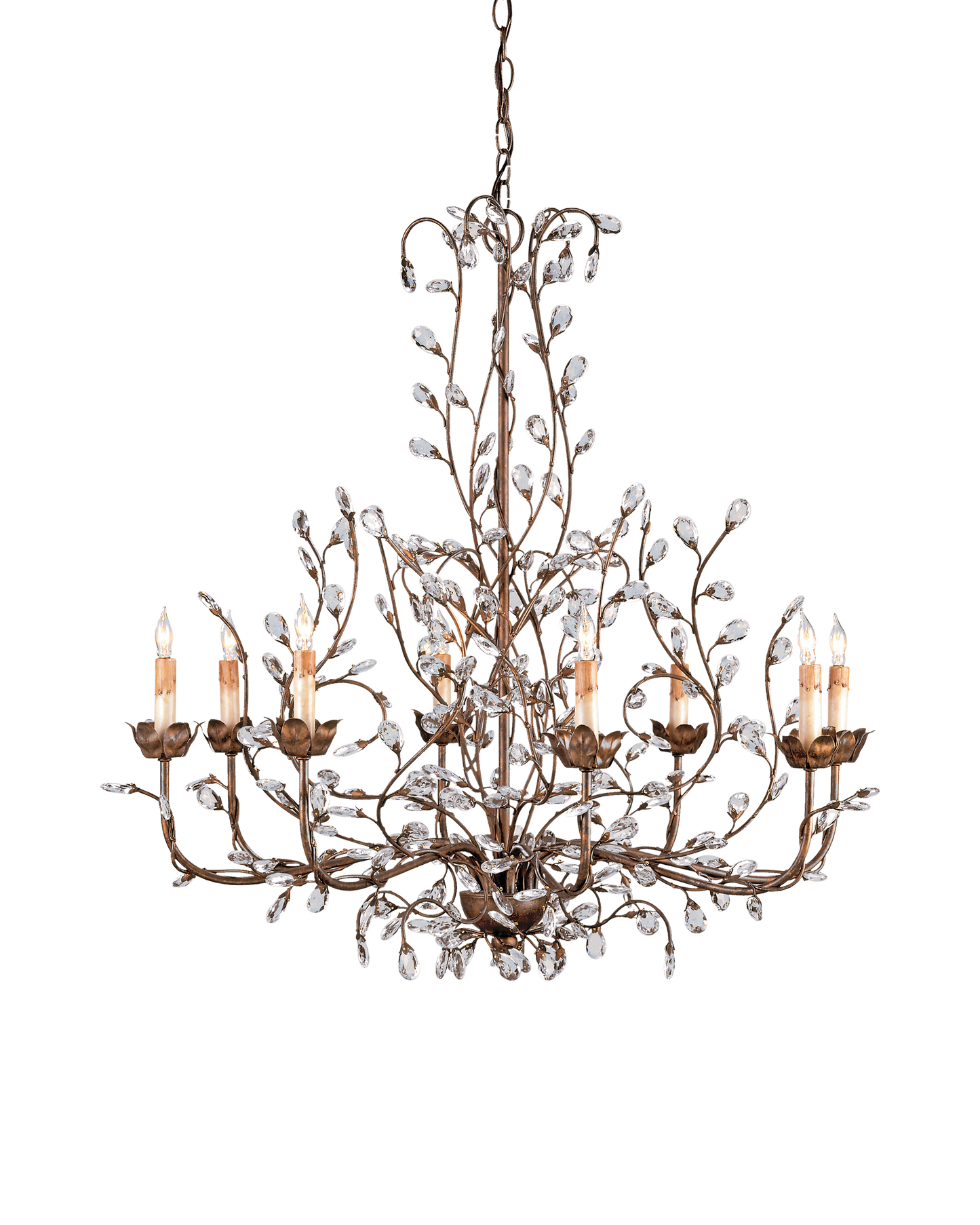 Crystal Bud Large Gold Chandelier.