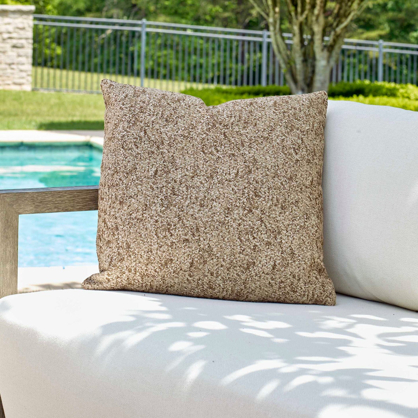 Alternative Taupe Outdoor Pillow.