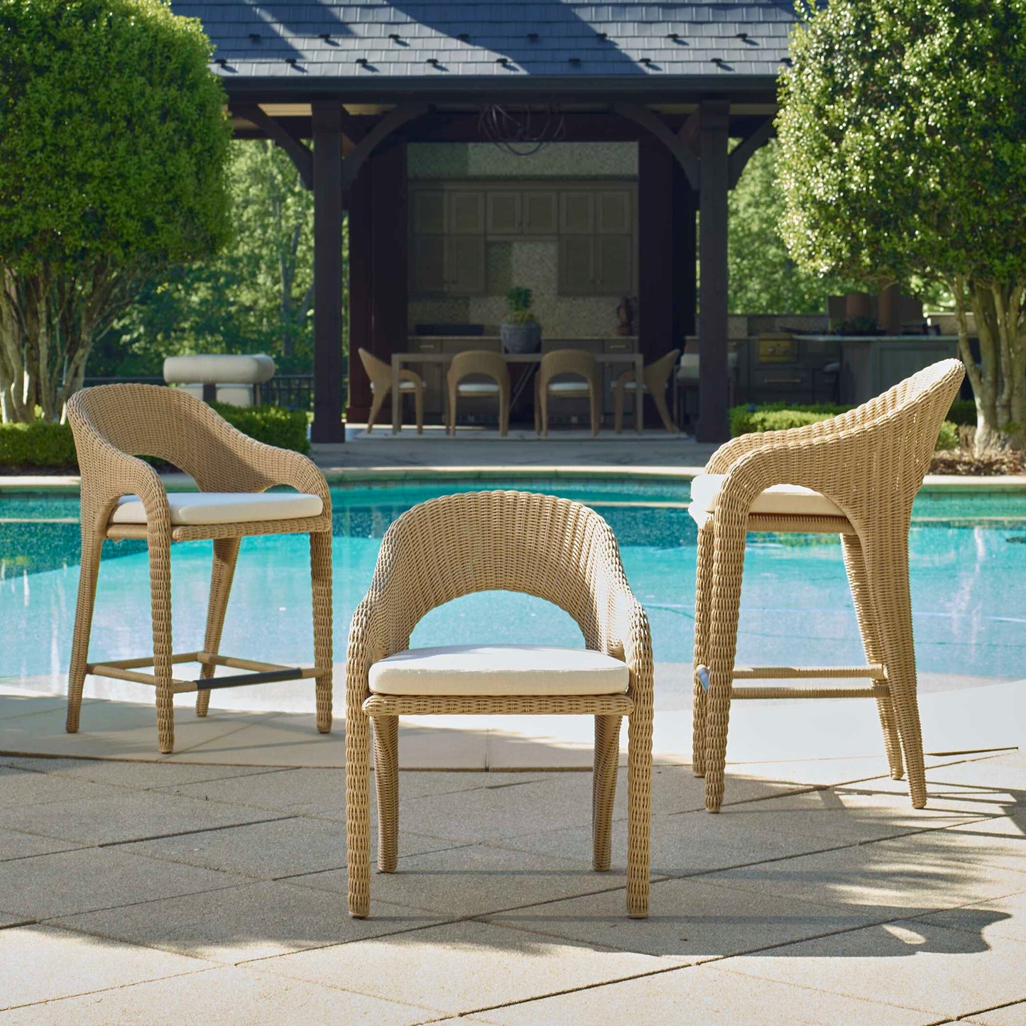 Kavali Outdoor Wicker Barstool.