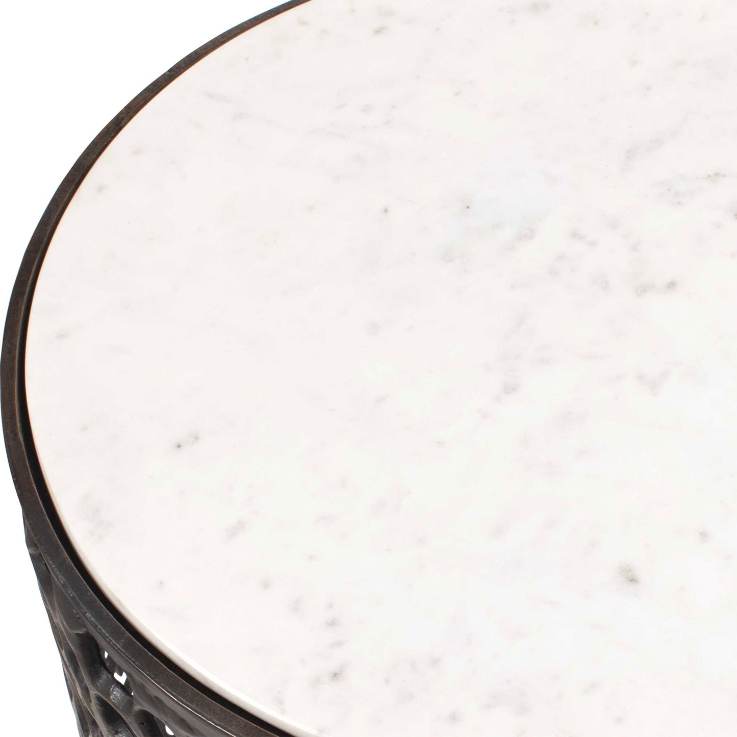Sabena White Marble Outdoor Side Table.