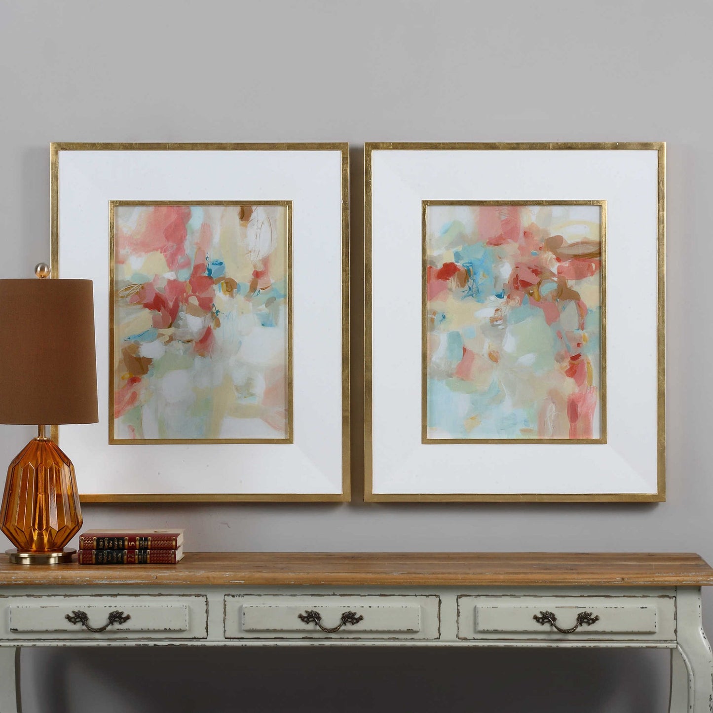 A Touch Of Blush & Rosewood Prints, Set of 2.