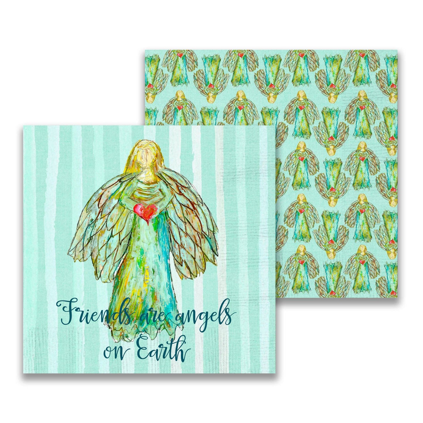 Friends are Angels on Earth Cocktail Napkin.