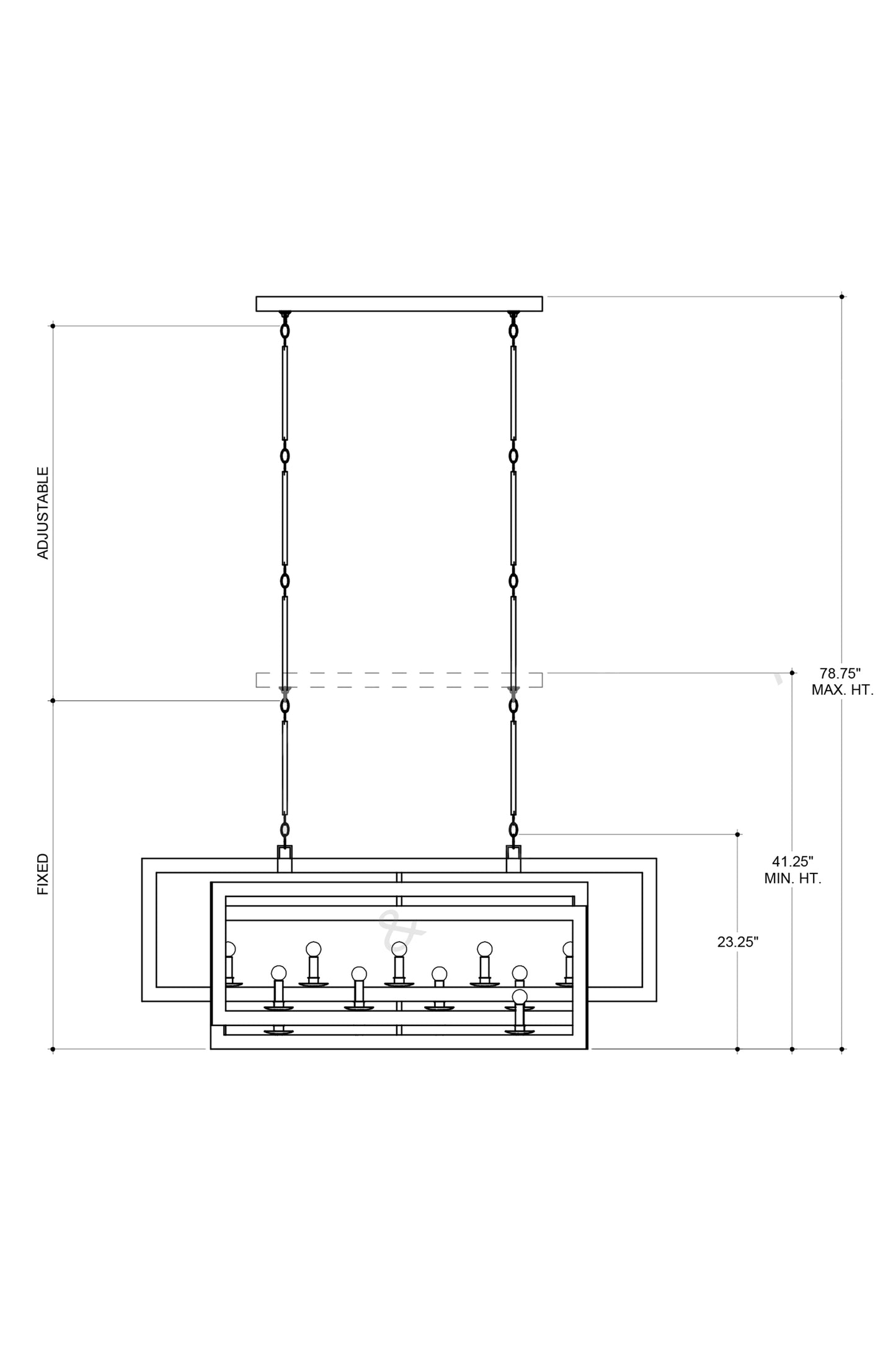 Middleton Rectangular Silver Chandelier.