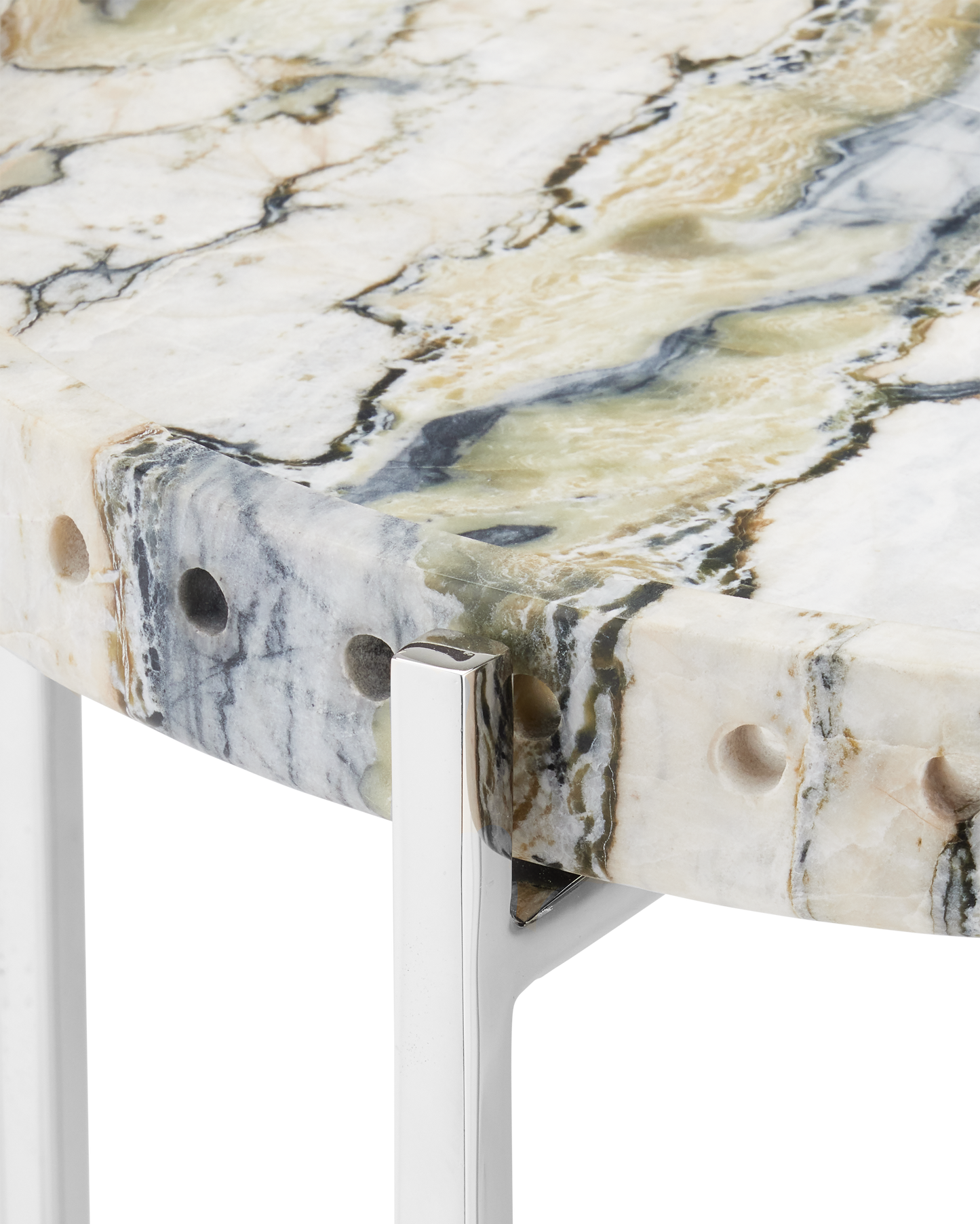 Freya Floral Jade Marble Accent Table.