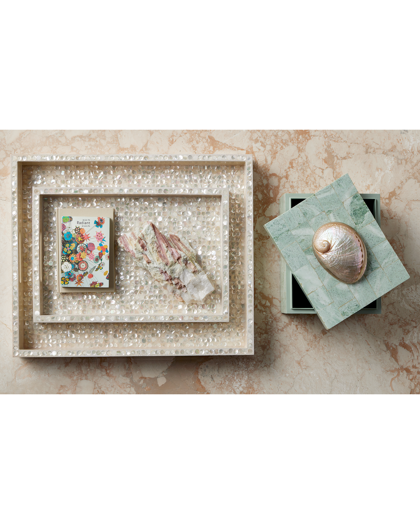 Gerri Dot Mother of Pearl Tray Set of 2.