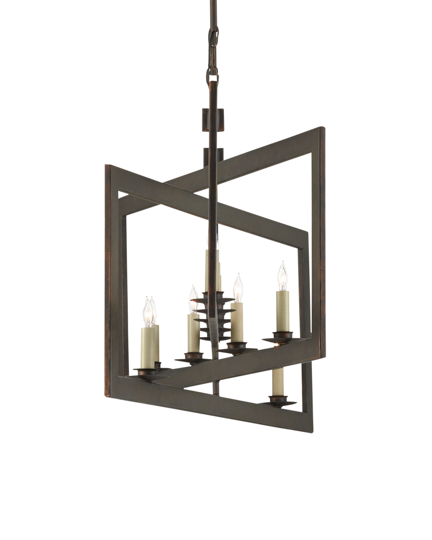 Middleton Rectangular Bronze Chandelier.