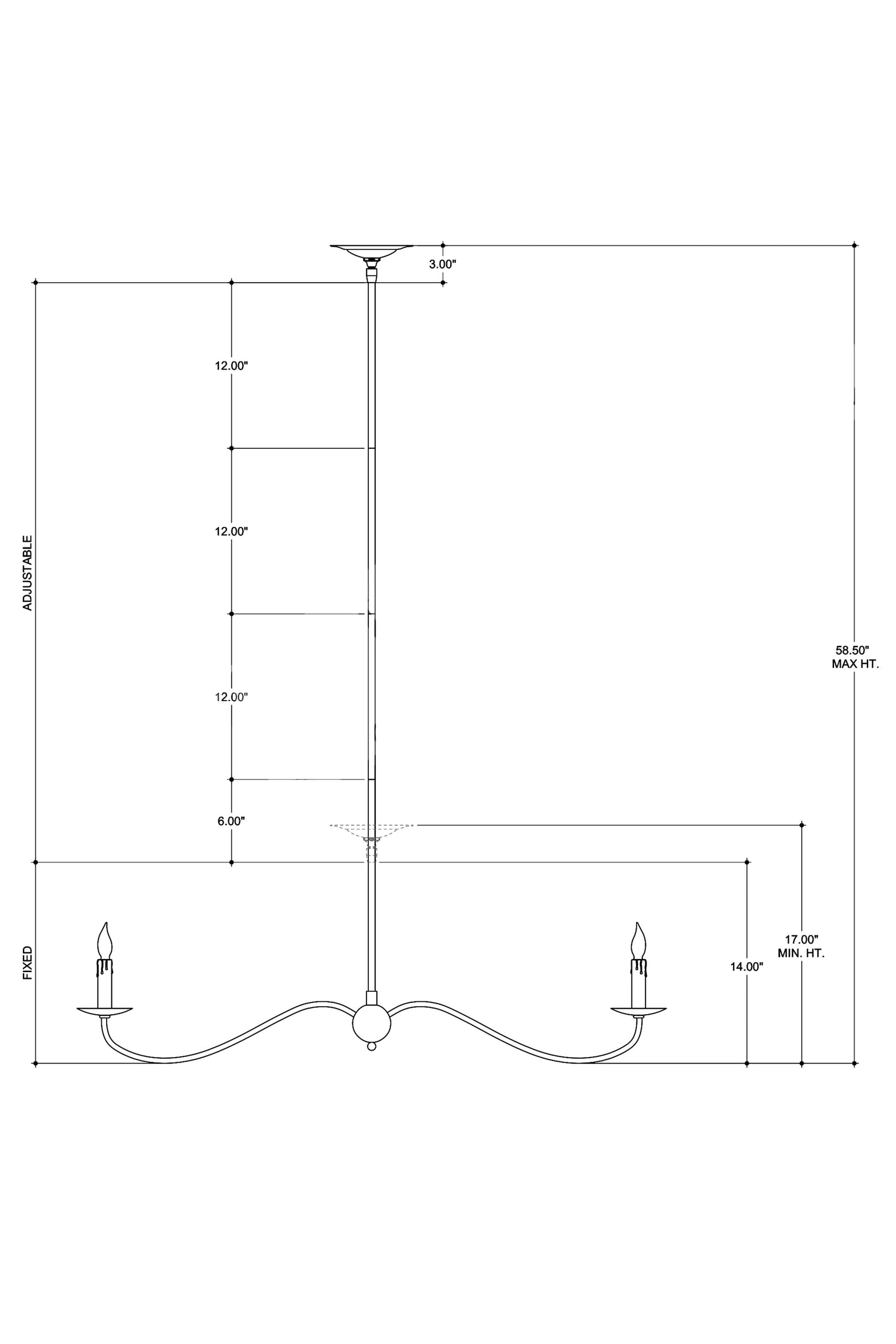 Saxon Black Linear Chandelier.