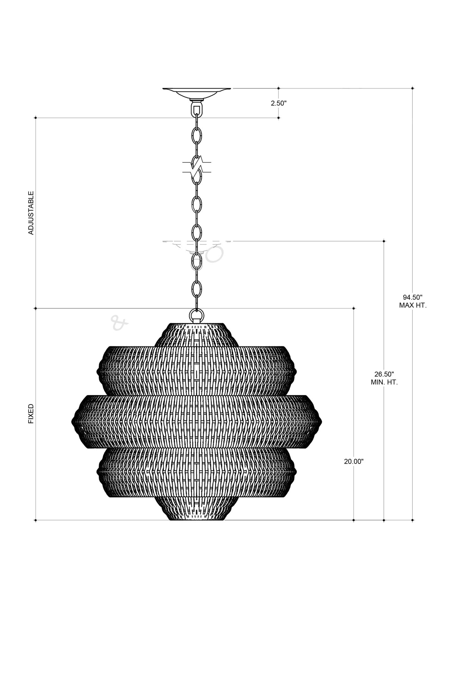 Antibes Small Natural Chandelier.
