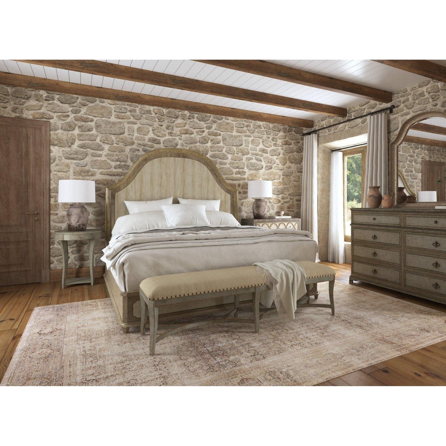 Alfresco Lauro King Panel Bed with Metal.