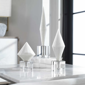 Alize White Diamond Sculptures, Set of 3 - #shop_name Accessories, Accent Decor