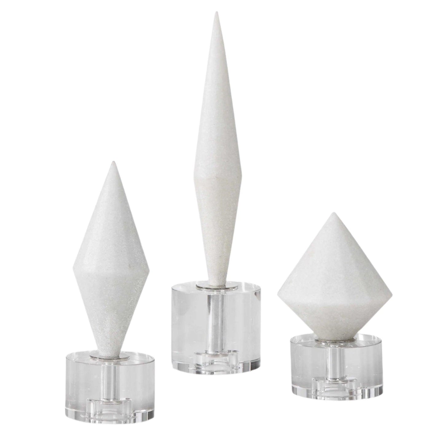 Alize White Diamond Sculptures, Set of 3.