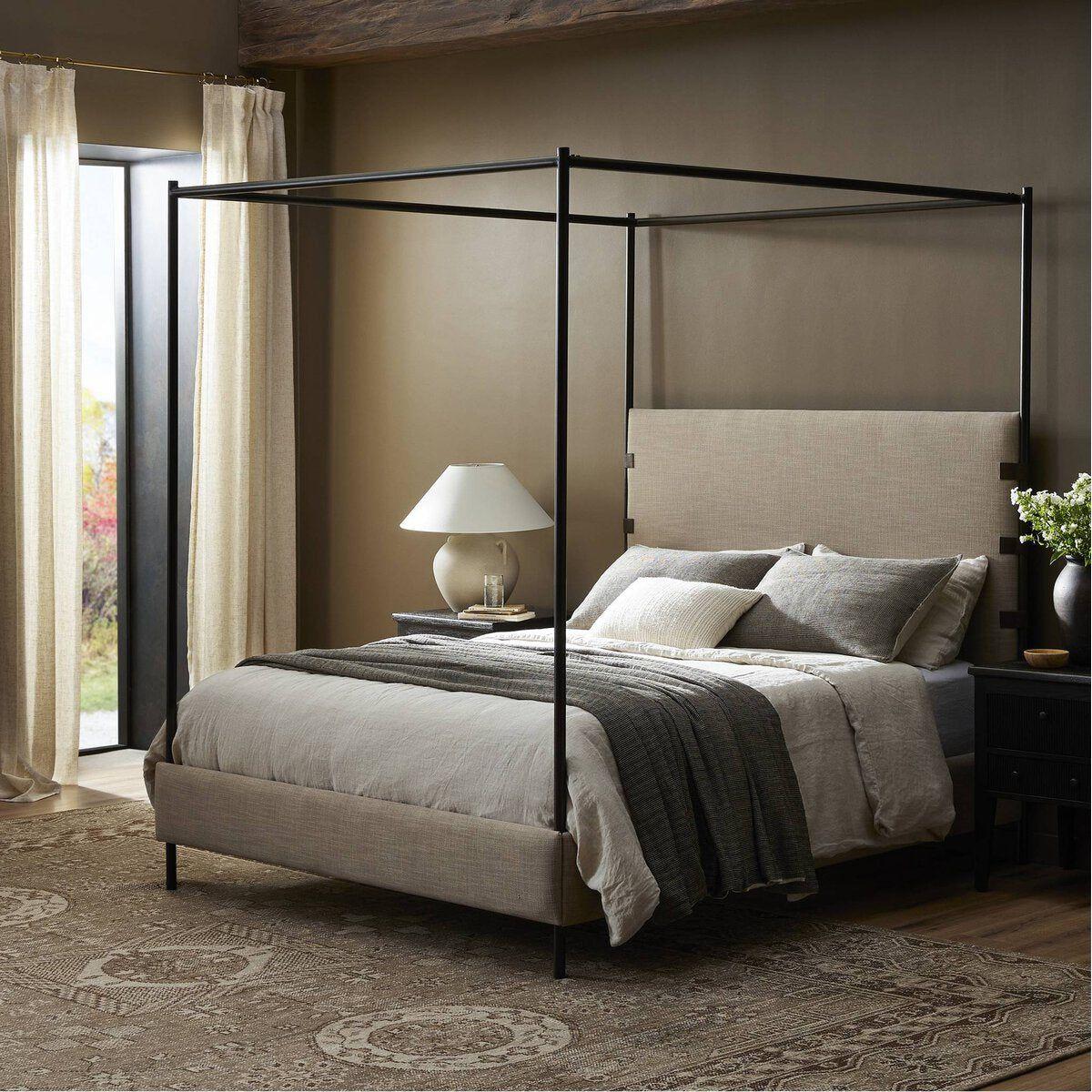 Anderson Canopy Queen Bed - Palm Ecru.