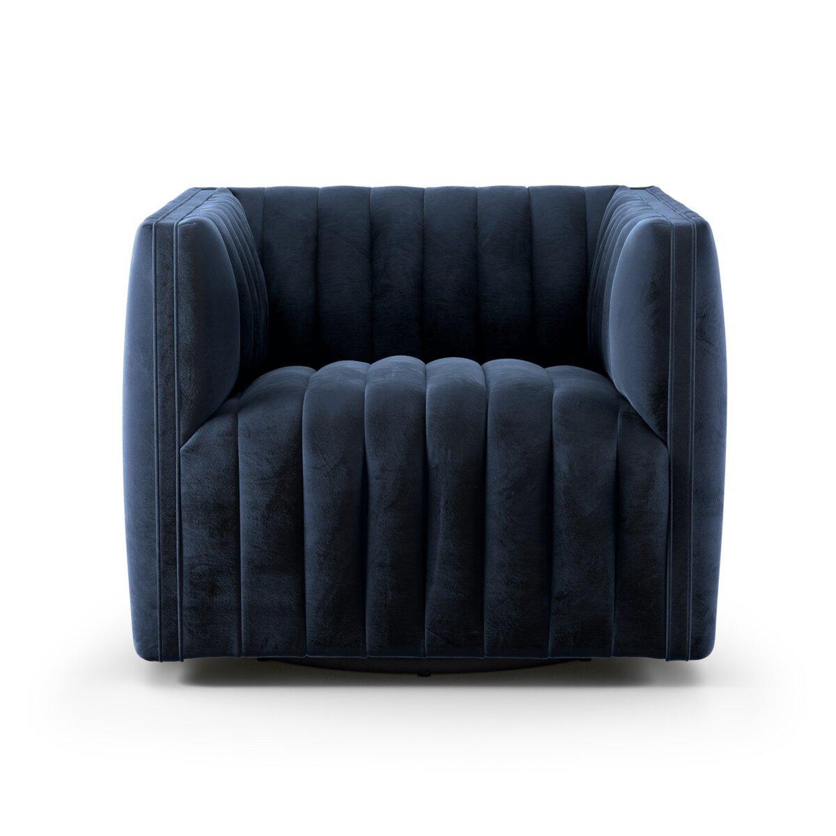 Augustine Swivel Chair - Sapphire Navy.