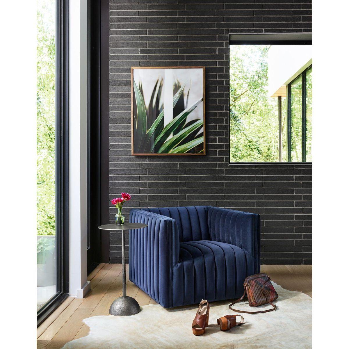 Augustine Swivel Chair - Sapphire Navy.