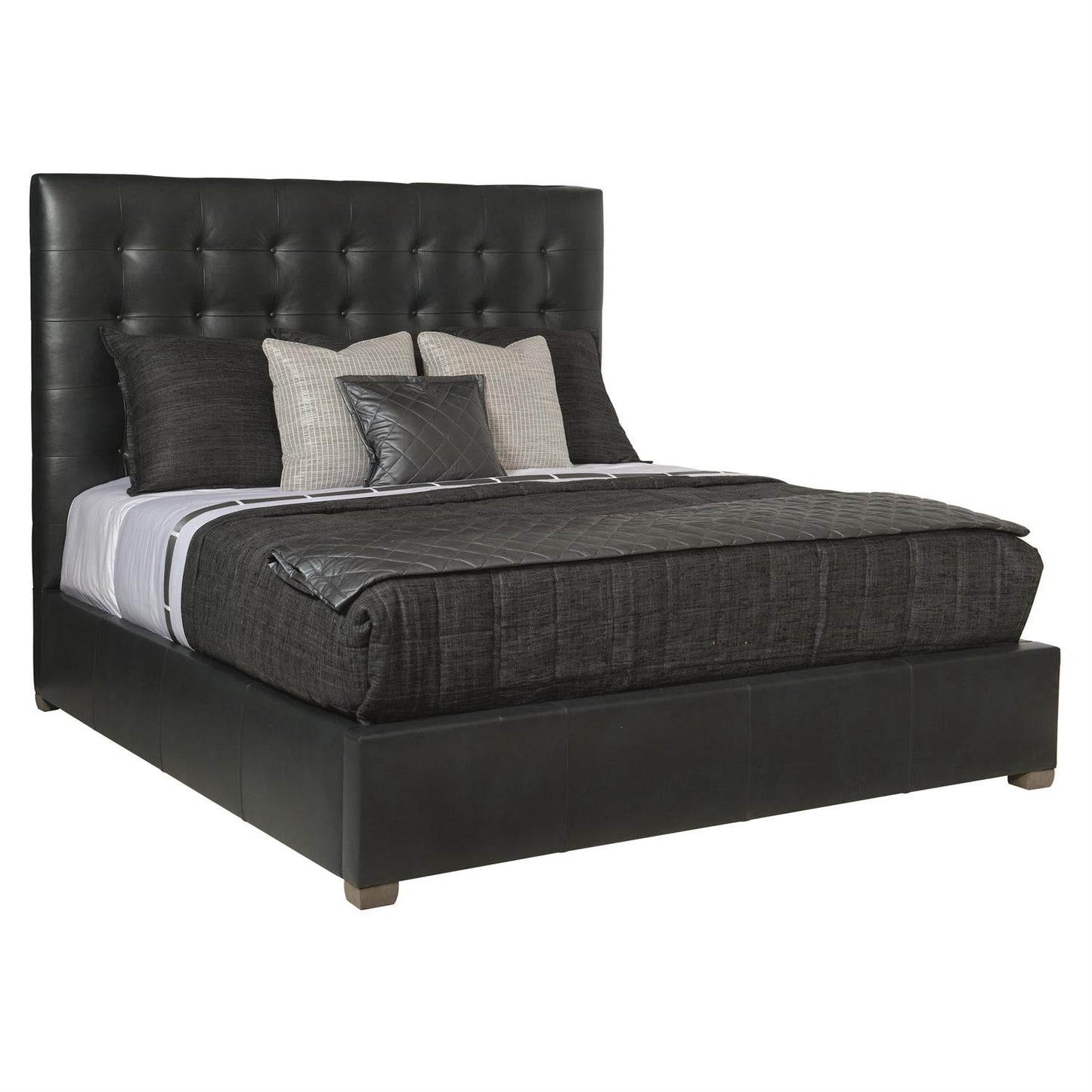 Avery Leather Button-Tufted Panel King Bed - Custom.
