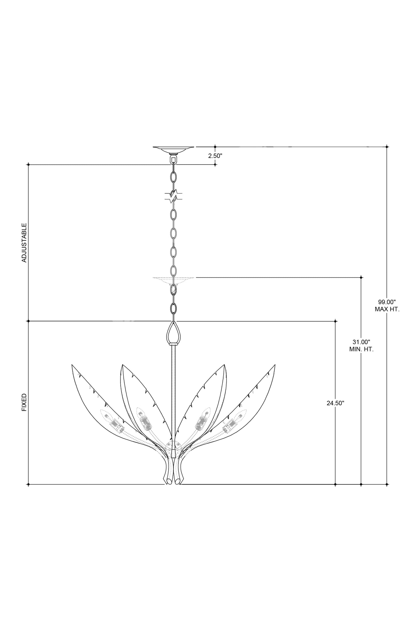 Bird of Paradise Brass Chandelier.