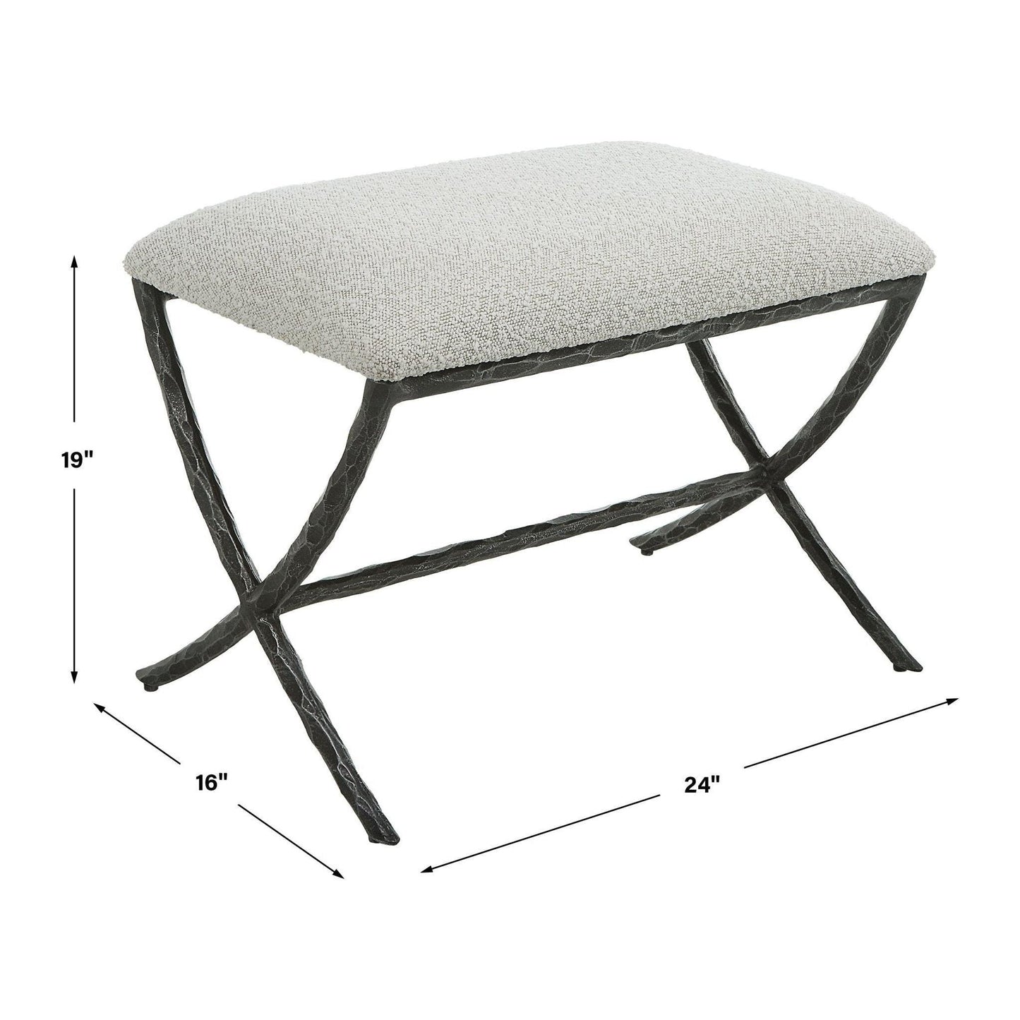 Brisby Gray Fabric Small Bench.