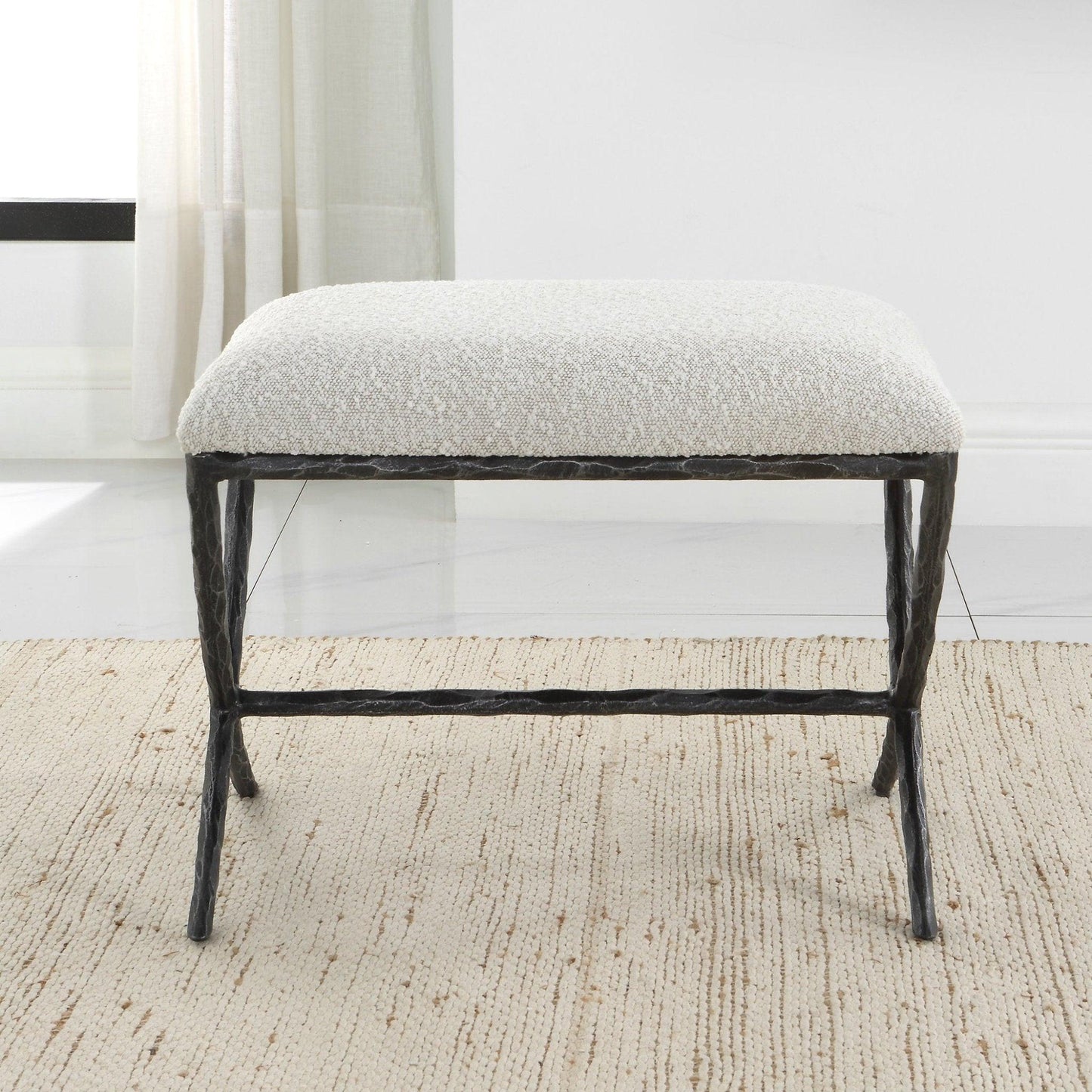 Brisby Gray Fabric Small Bench.
