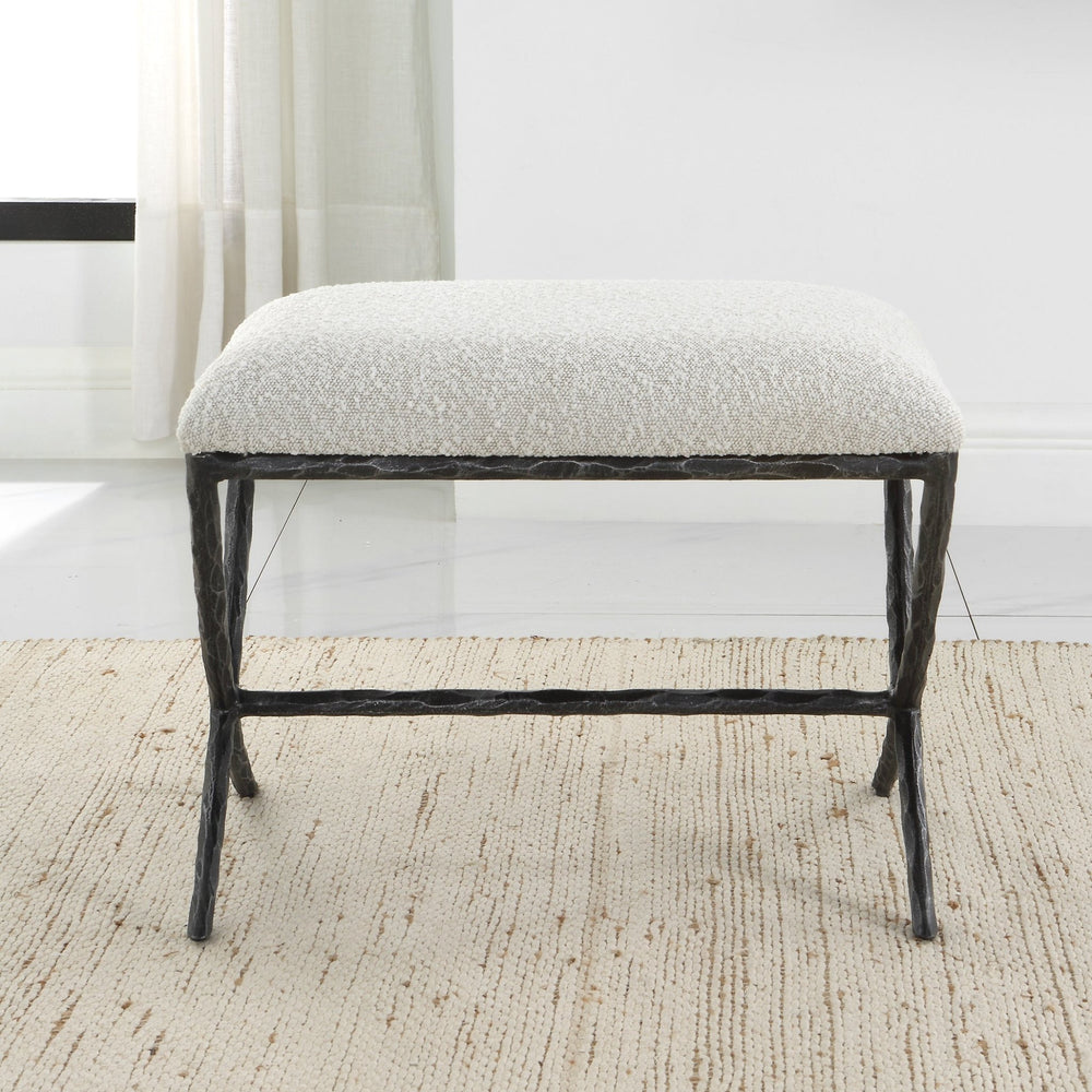 Brisby Gray Fabric Small Bench - #shop_name Benches & Ottomans & Stools