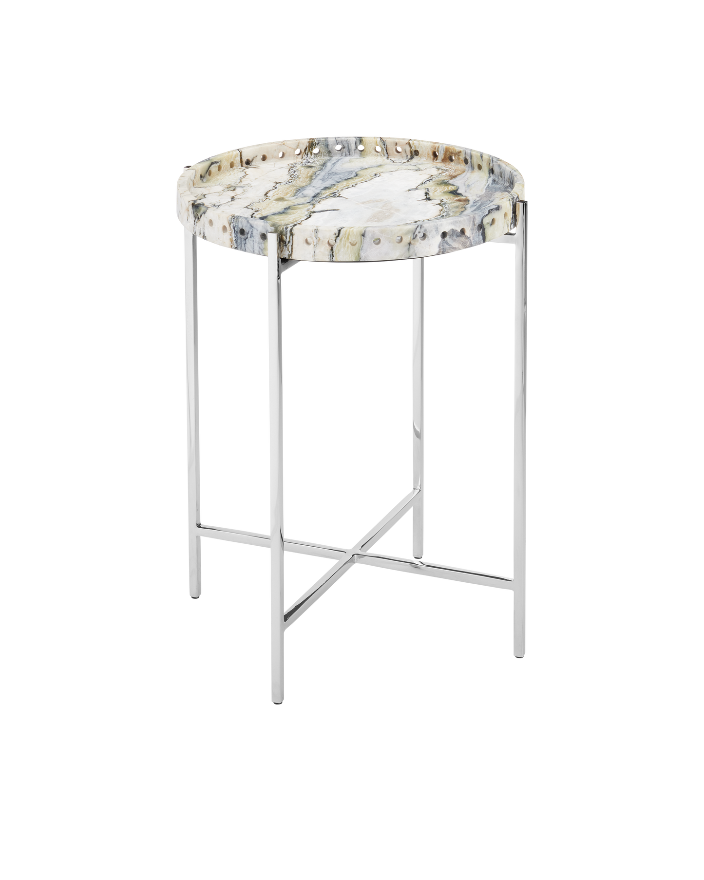 Freya Floral Jade Marble Accent Table.