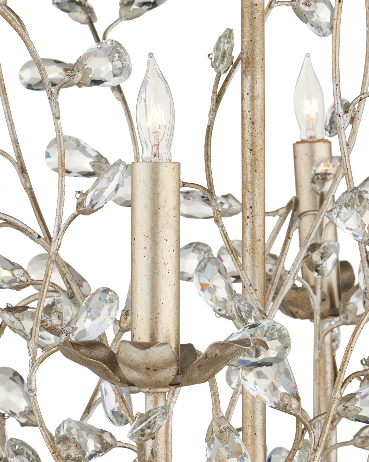 Crystal Bud Large Silver Chandelier.