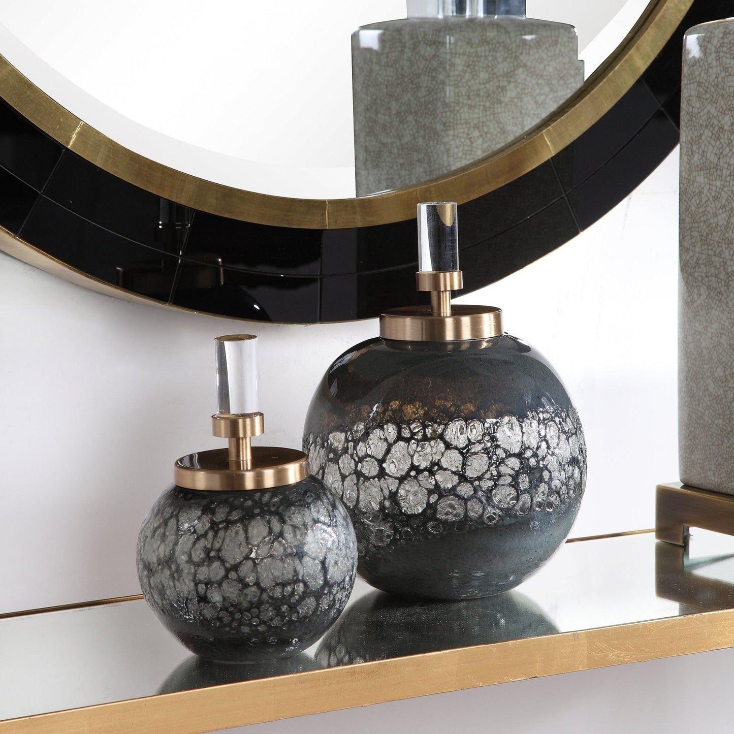 Cessair Art Glass Bottles, S/2.