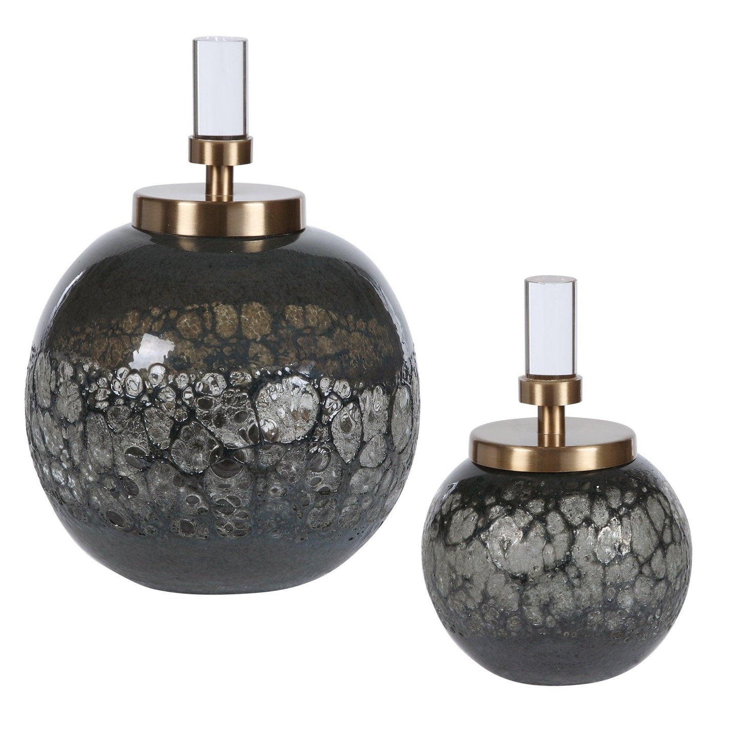 Cessair Art Glass Bottles, S/2.