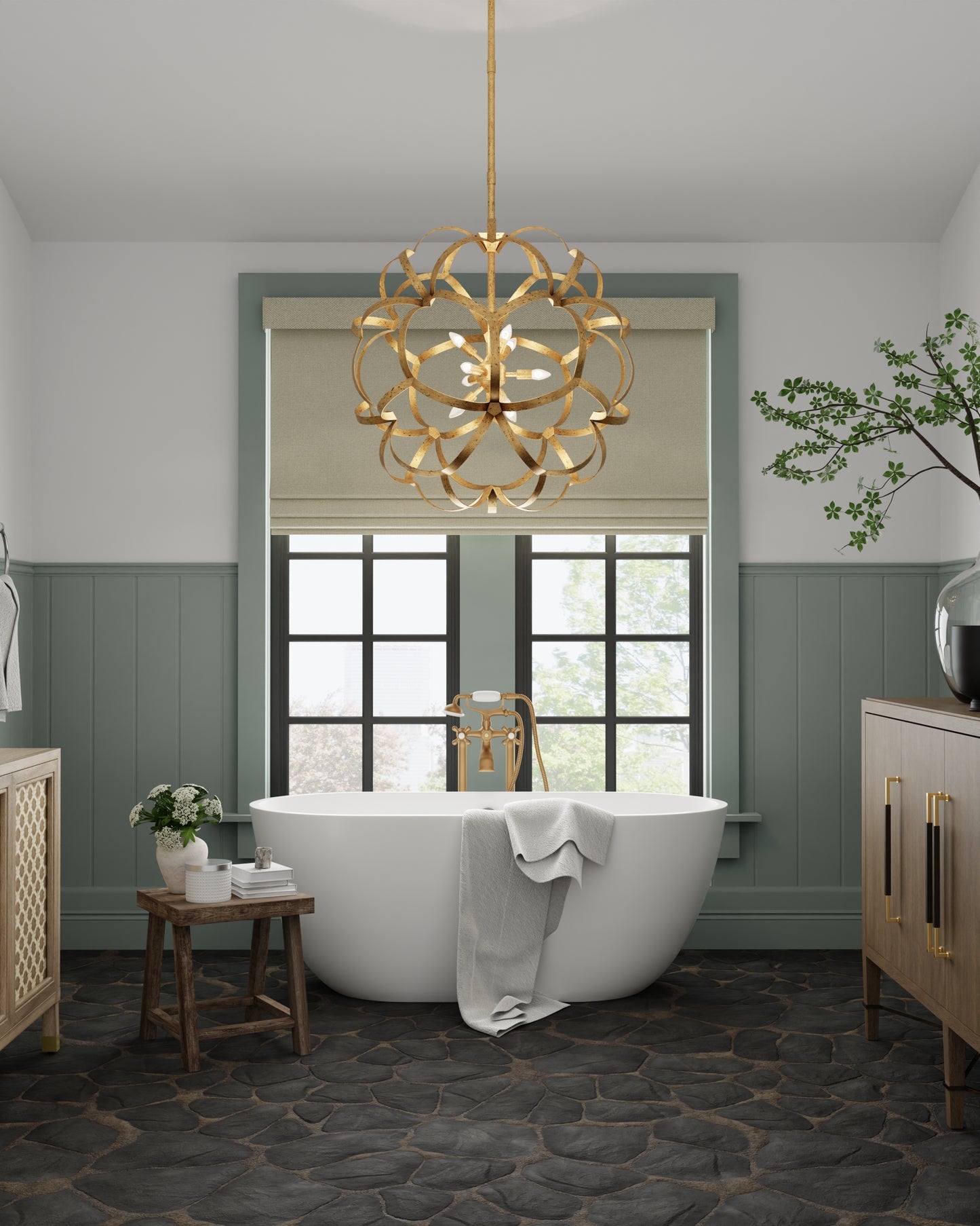 Sappho Gold Orb Chandelier.