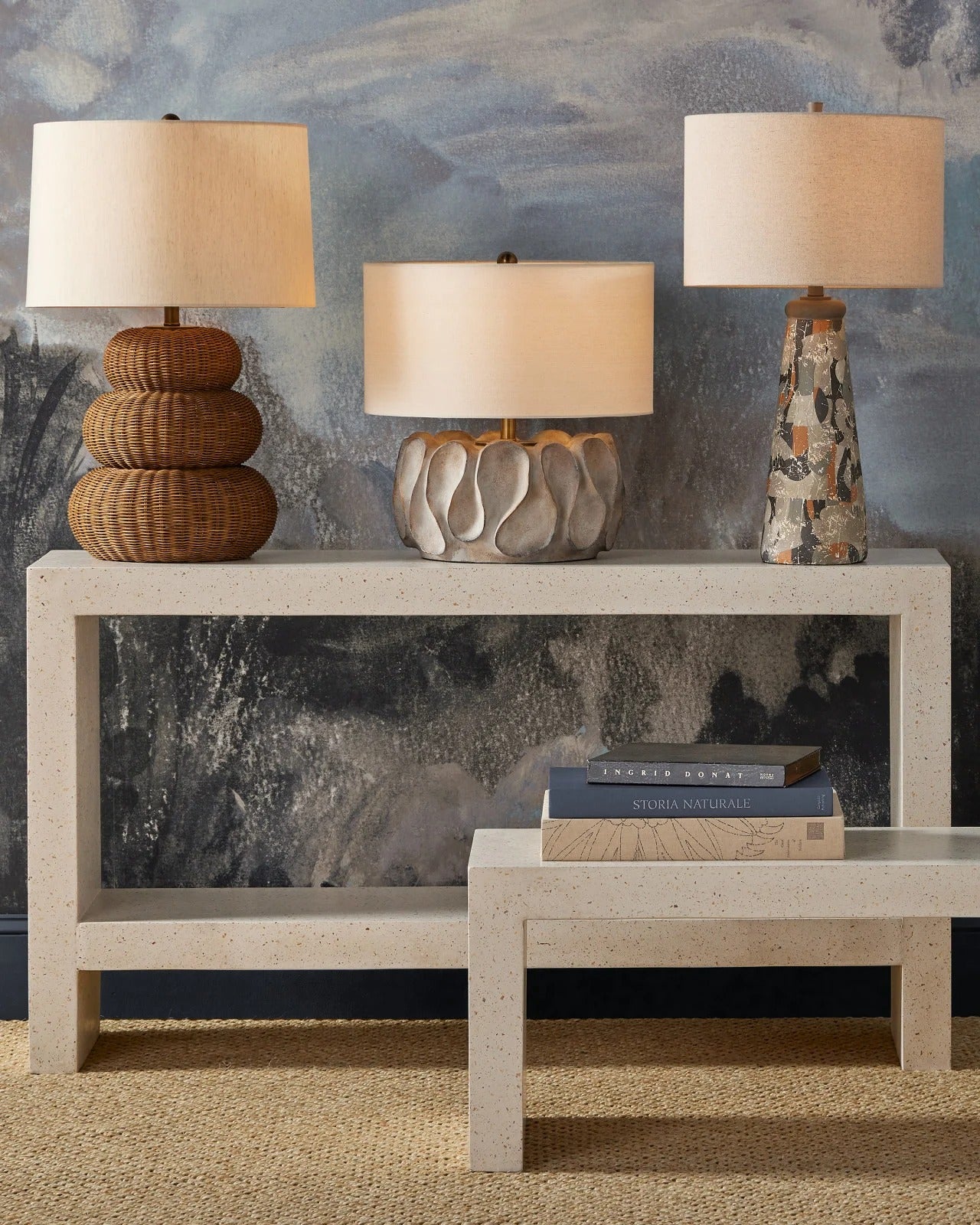 Carson Ivory Terrazzo Console Table.