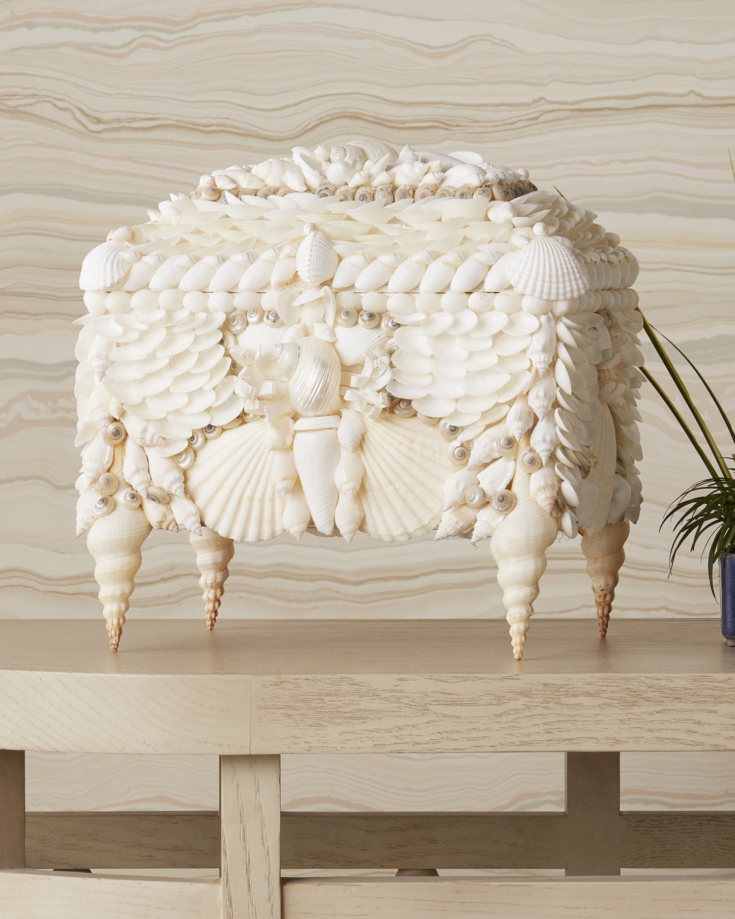 Boardwalk White Shell Jewelry Box.