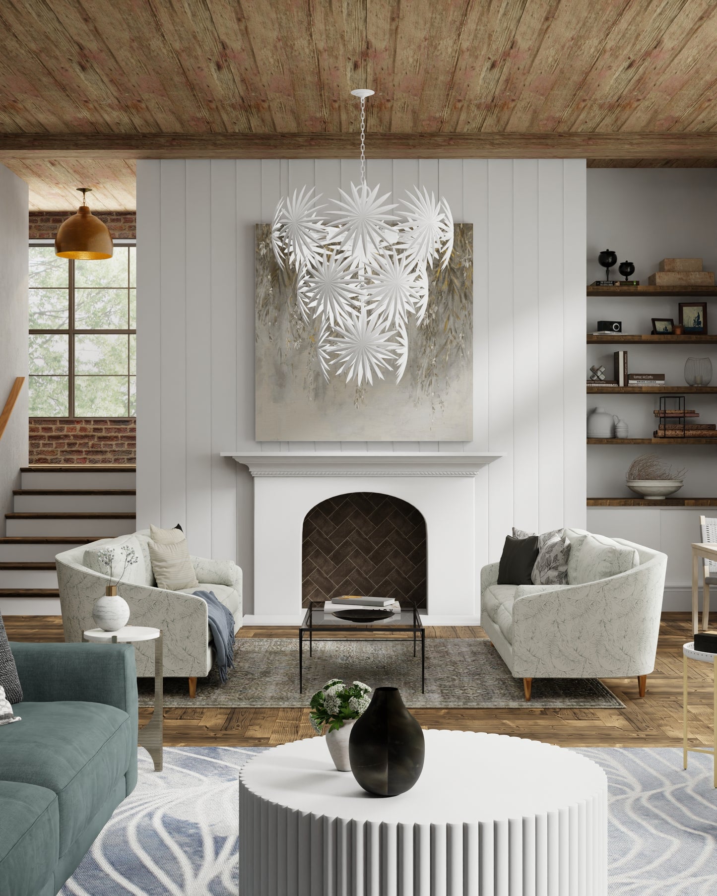 Bismarkia Large White Chandelier.