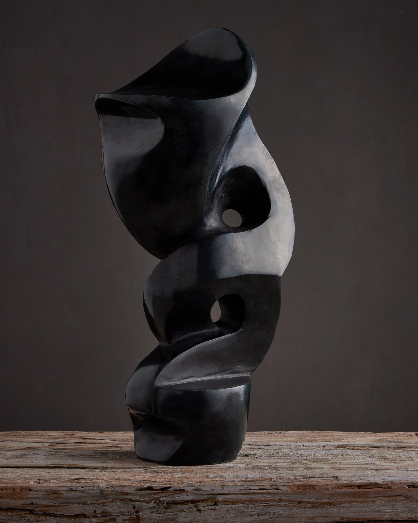 Roland Black Marble Abstract Sculpture.