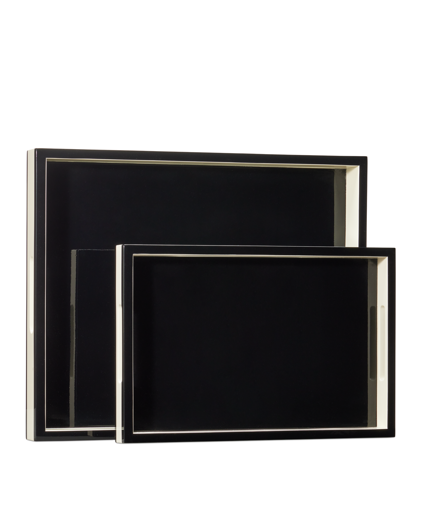 Ivory Lacquer Tray Set of 2.