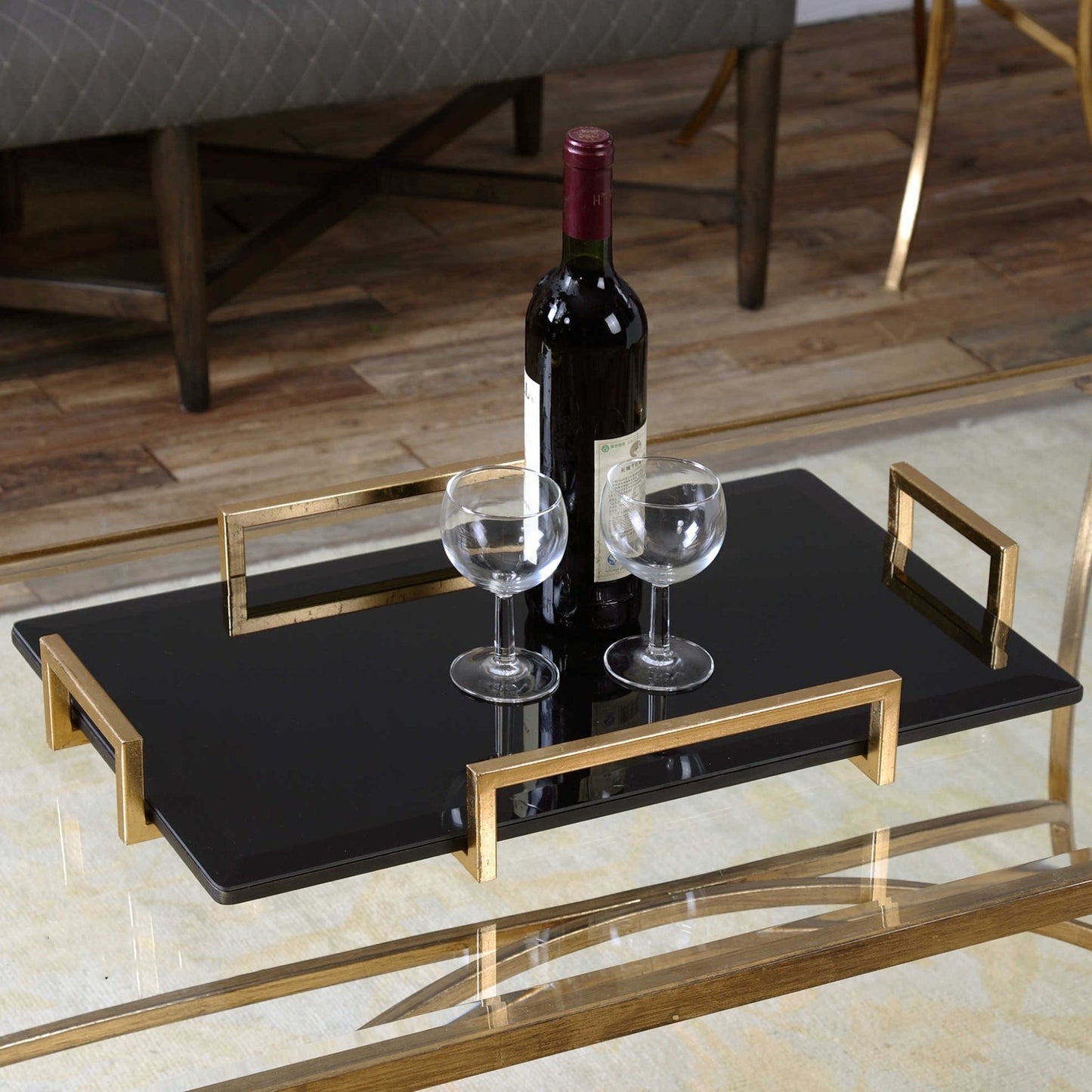Ettore Black Glass Tray.