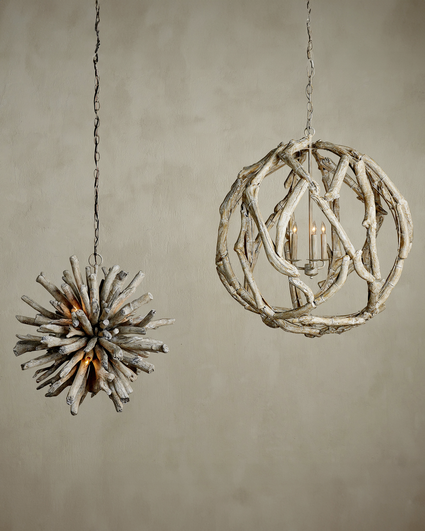 Driftwood Whitewash Orb Chandelier.