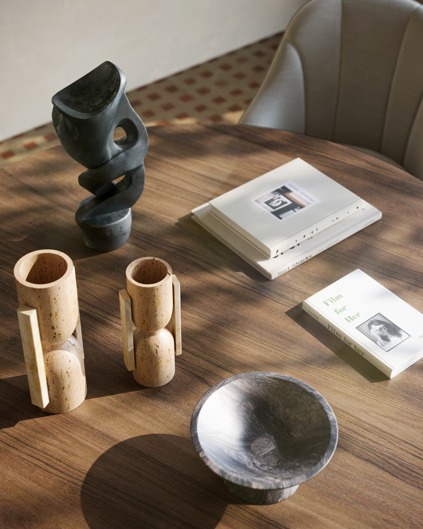 Stone Vase, Face to Face Set of 2.