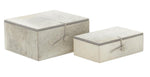 Gray Leather Handmade Box with Hinged Lid, Set of 2 - #shop_name Accessories, Accent Decor