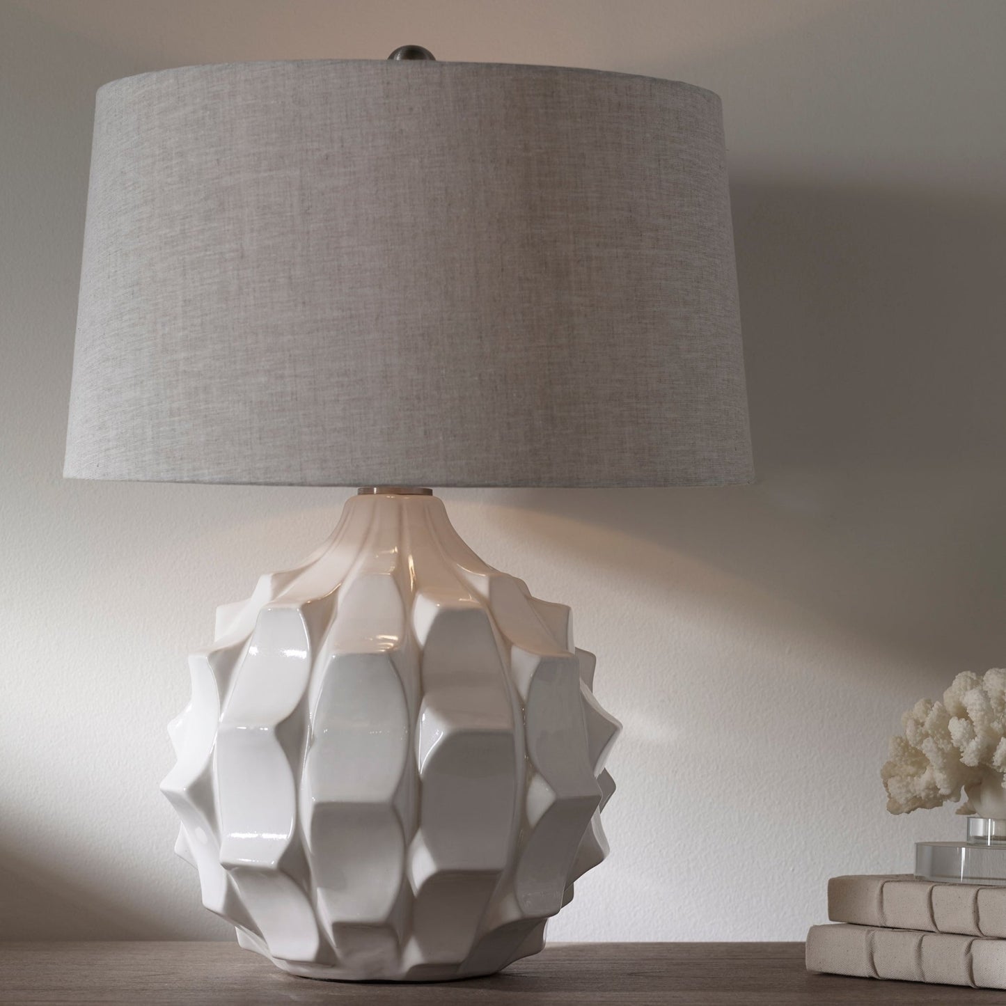 Guerina Scalloped White Lamp.