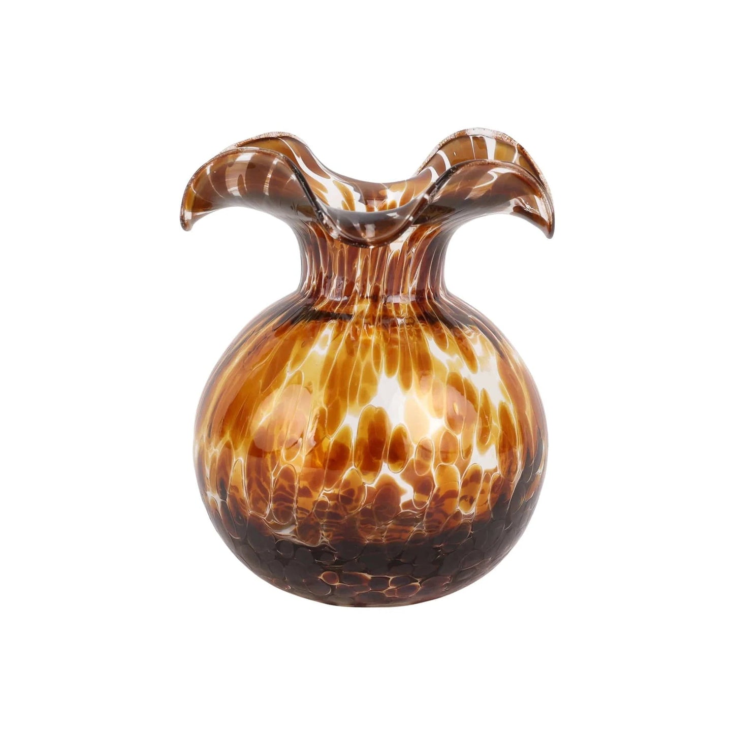 Hibiscus Glass Brown Tortoiseshell Bud Fluted Vase.