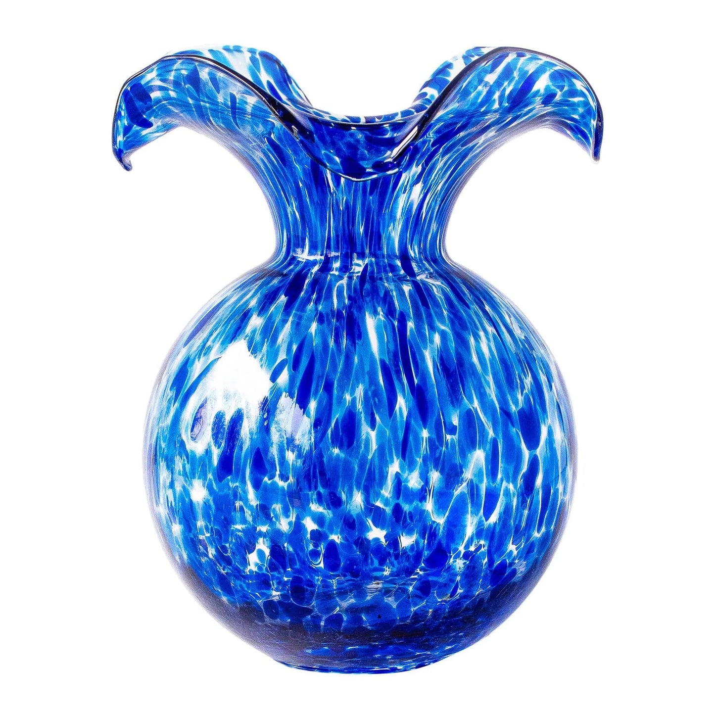 Hibiscus Glass Cobalt Tortoiseshell Medium Fluted Vase.