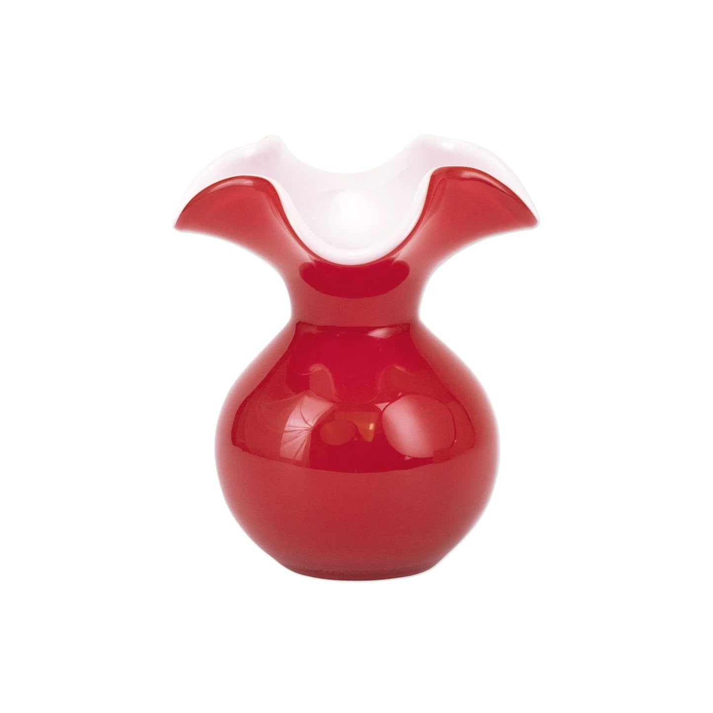 Hibiscus Glass Red Bud Fluted Vase.