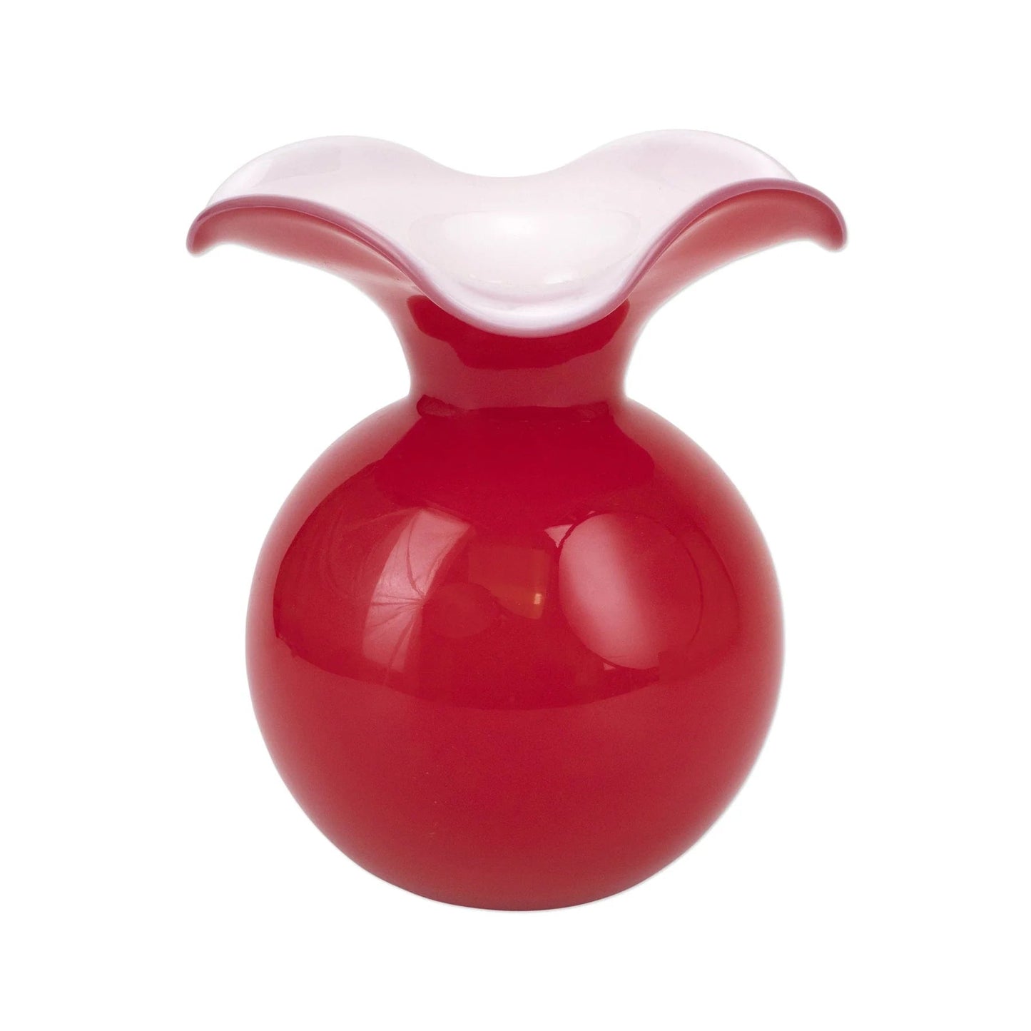 Hibiscus Glass Red Medium Fluted Vase.